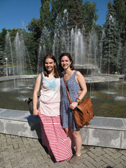 Jyoti Arvey '14, right, and her Russian language tutor enjoy an outing in Ufa, Russia.
