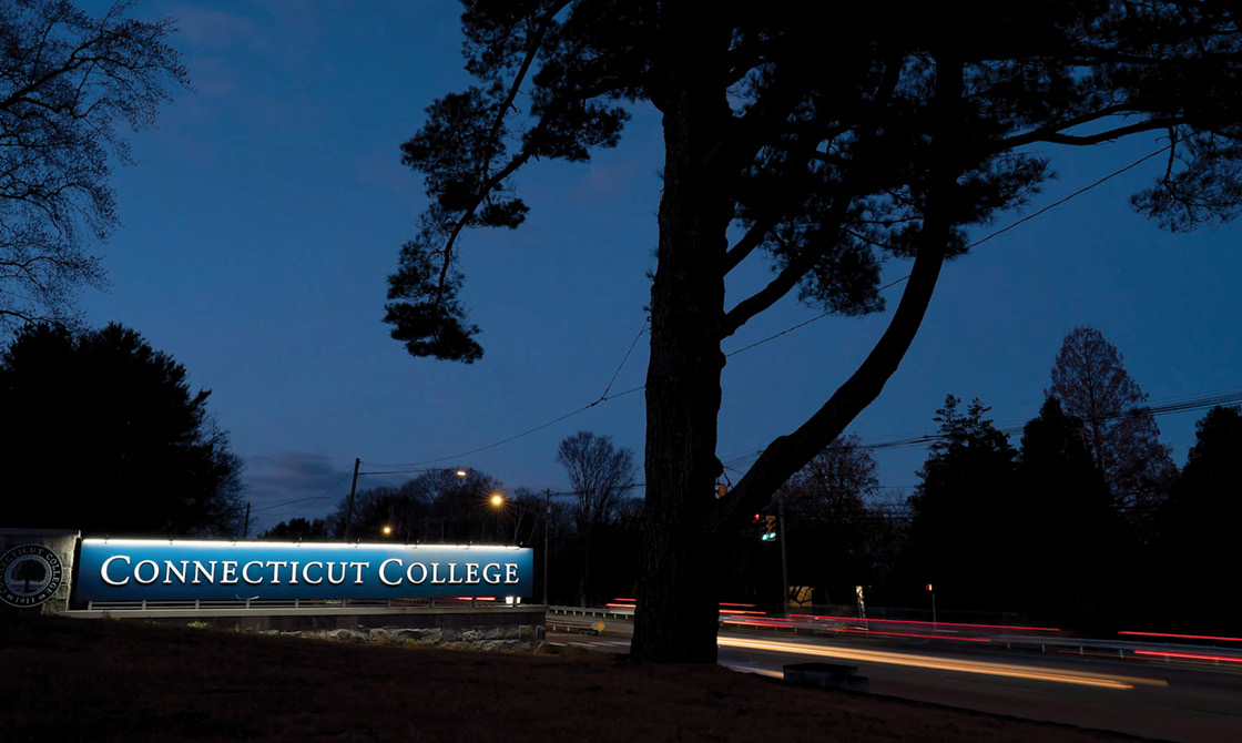 The entrance to Conn at night